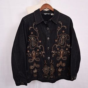 Laura Ashley Vintage Black Jean Paisley Embroidered Jacket